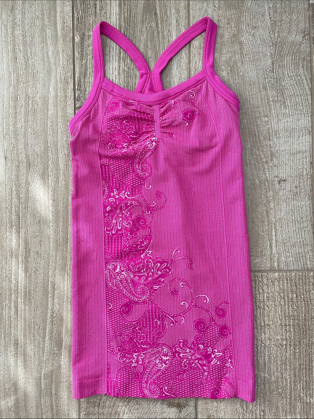 Athleta dark pink patterned tank top, size Extra Small